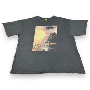 Indiana Jones Shirt Adult 2XL XXL Black Kingdom Crystal Skull Movie Adventure